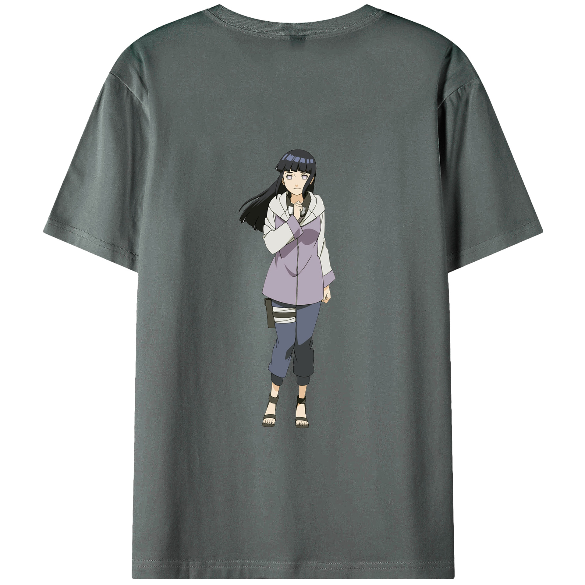 （画像用） NARUTO -ナルト- 日向ヒナタ Hyūga Hinata 綿100％ メンズ半袖Tシャツ（バックプリント） 通気性